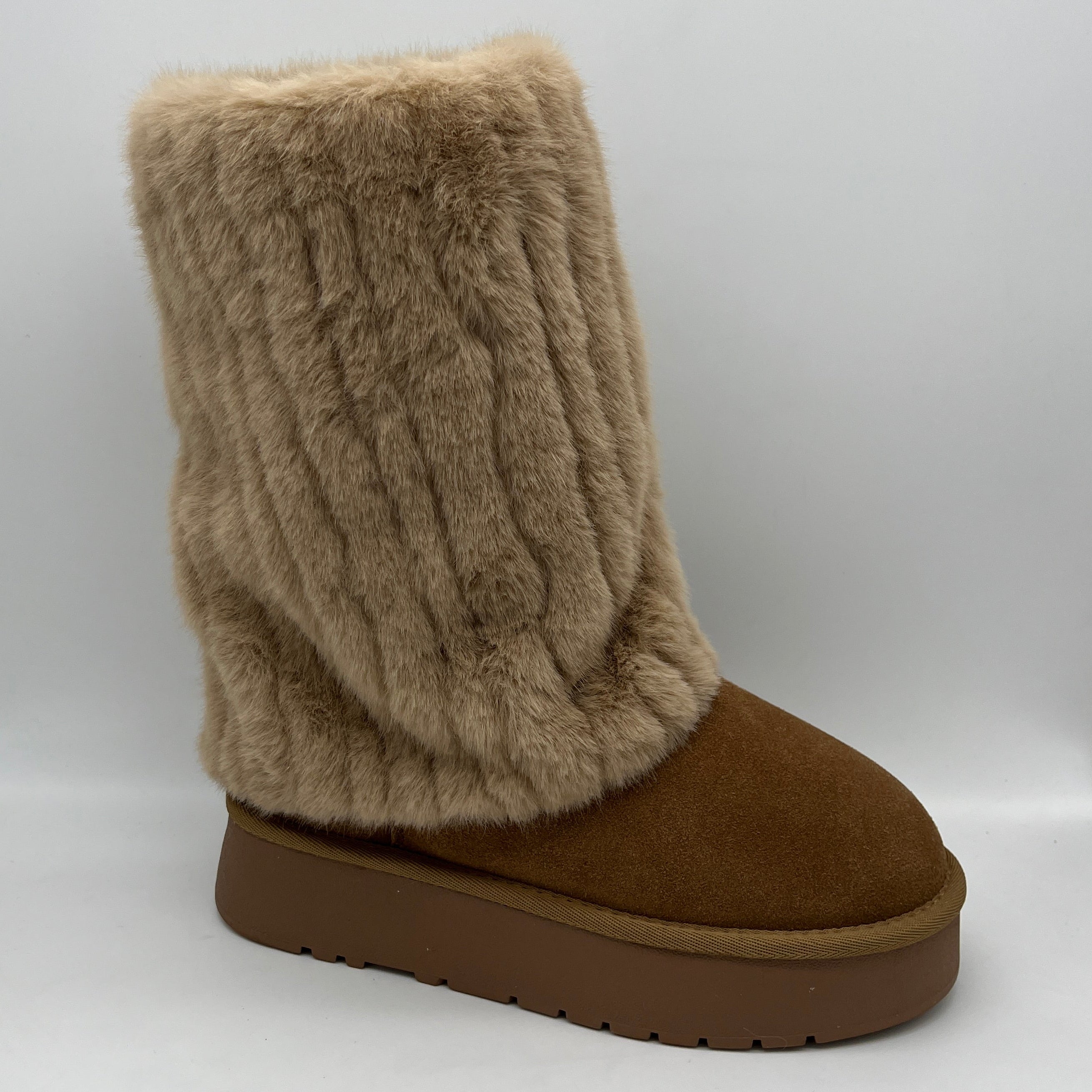 FABINA | Fashion Fell Boot | cognac