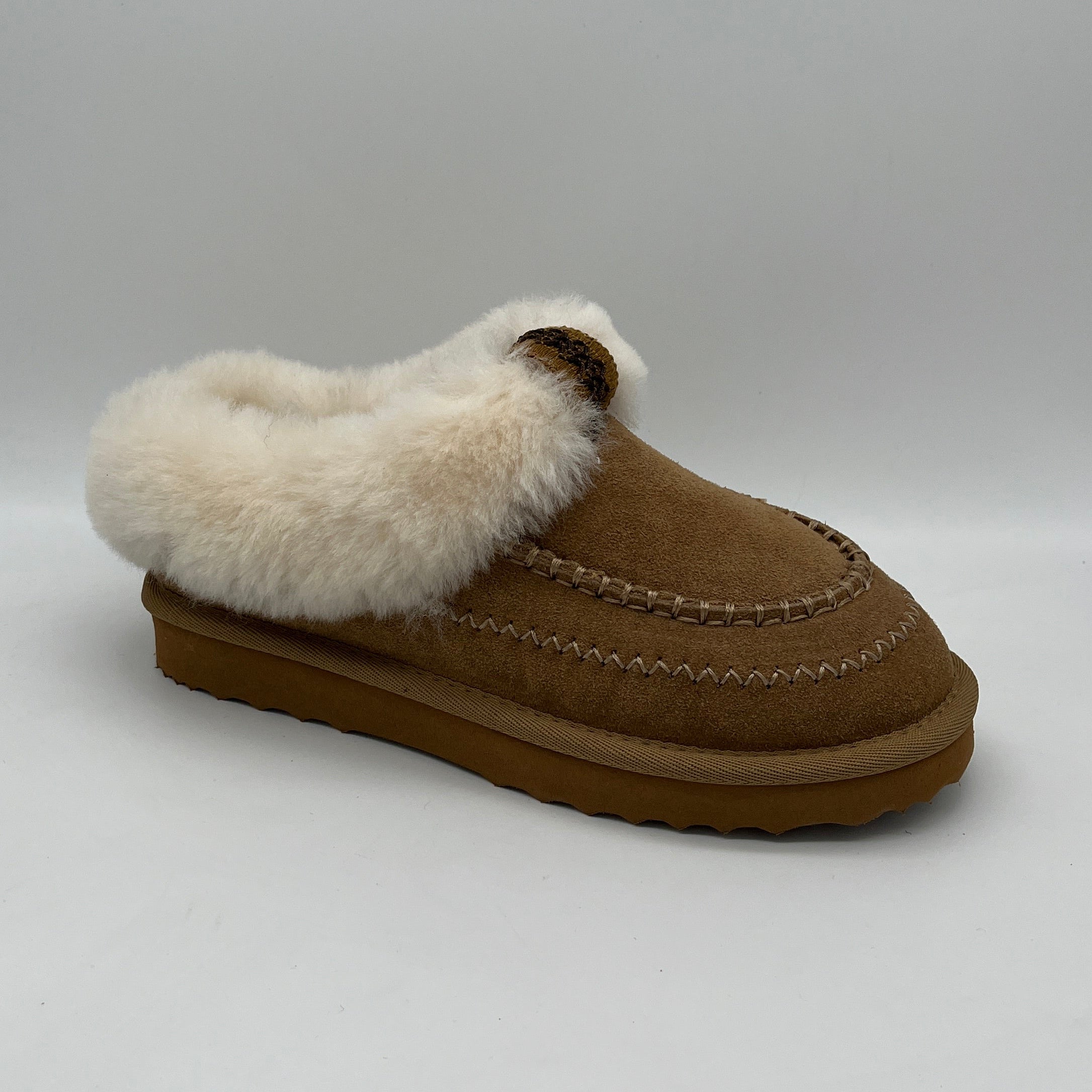 FABIENE | Lammfell Hausschuh | cognac